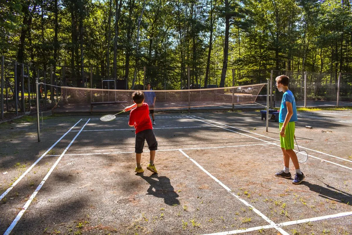 Boys playing badminton