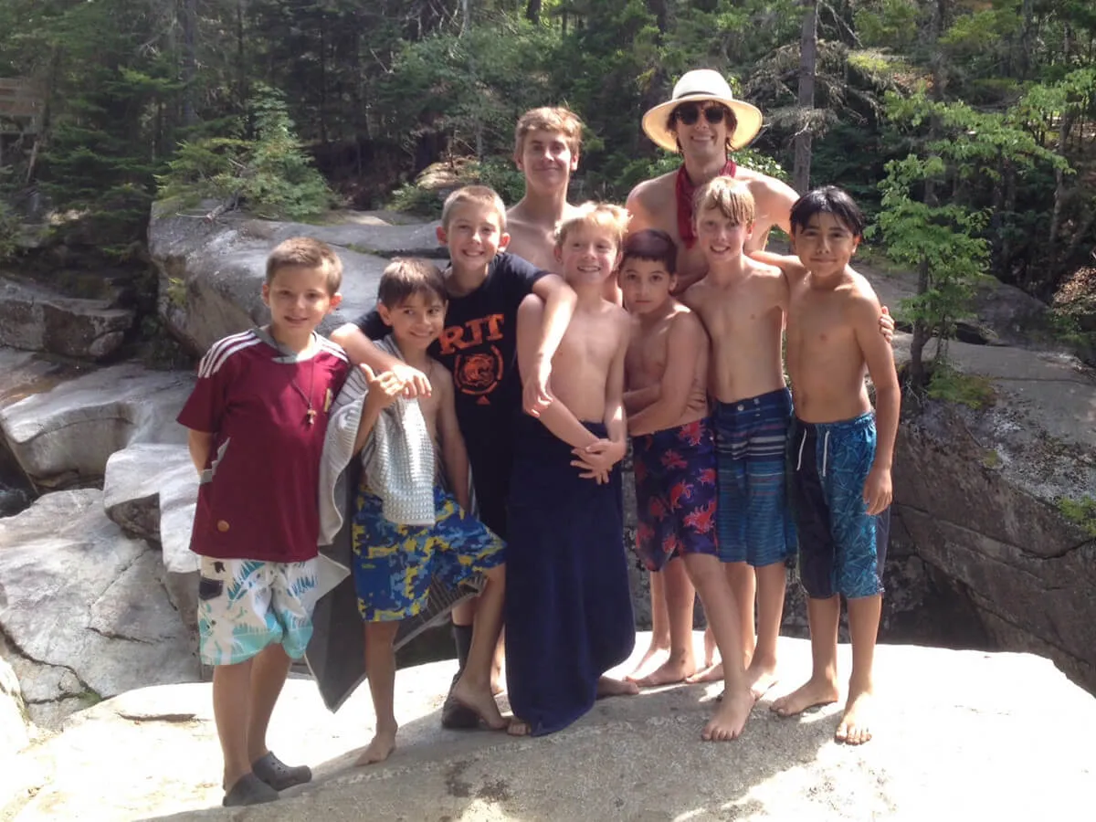 Group of boys on a cabin trip 